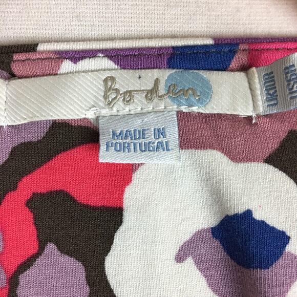 Boden Purple Blue Pink  Floral Knit Short Sleeve Dress size 6 - Picture 8 of 9